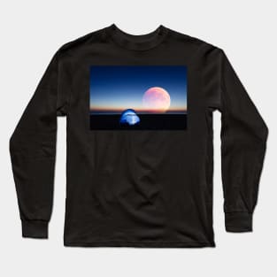 Amazing Red Moon Over The Sea Long Sleeve T-Shirt